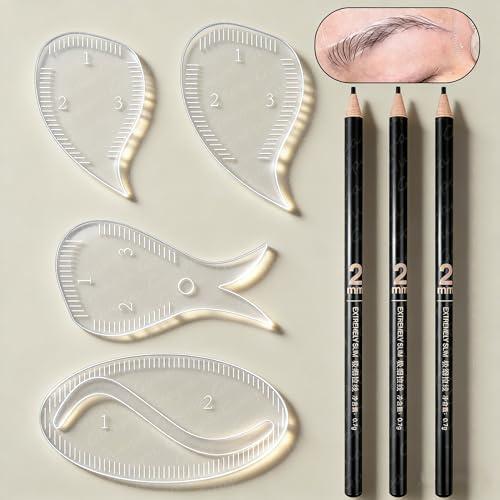 Hairstroke Brow Mapping Ruler – Gabarit Réutilisable en Acrylique pour Sourcils & Eyeliner, Guide de Dessin Rapide 1 Minute pour une Forme d’Arche Précise et un Design de Sourcils Soigné (Kit-2)