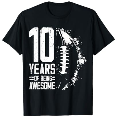 10th Birthday Retro American Football 10 Years Old Boy Girl T-Shirt