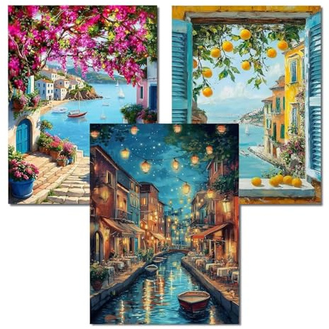 3 Pack Diamond Art, Landscape Diamond Painting Arts and Crafts 12x16in | Landscape Diamond Art Kits Adults,5d Diamond Painting Kits for Adults, Crystal Art for Relaxation, Home Decor and Gifts