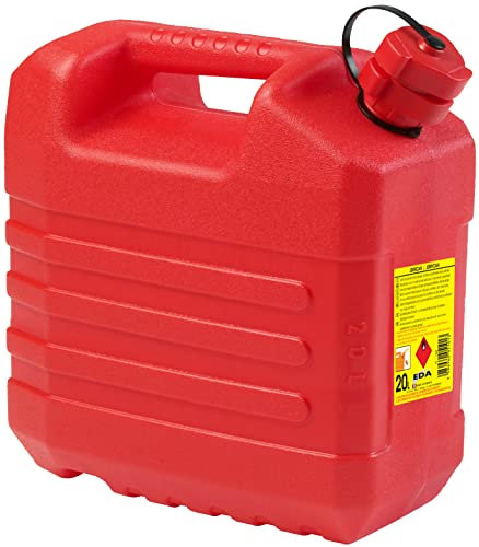 EDA - Jerrican Essence 20 L - avec Bec Verseur Rigide - Homologué pour Carburant et Hydrocarbures - 35 x 23 x 36,5 cm - Rouge