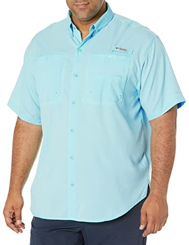 Columbia Mens PFG Tamiami II Short Sleeve Fishing Shirt, Gulf Stream, X-Small