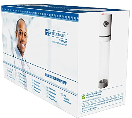 Androvacuum Premium. Bomba de Pene Médica para Ayudar en Problemas de Erección y Disfunción Eréctil e Impotencia. Recupera la Dureza, Ayuda a Mantener la Erección y Obtiene Erecciones Instantáneas.