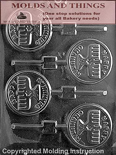 HAPPY CHANUKAH CANDLE LOLLY Chocolate Candy Mold With © Molding Instruction - Set of 2