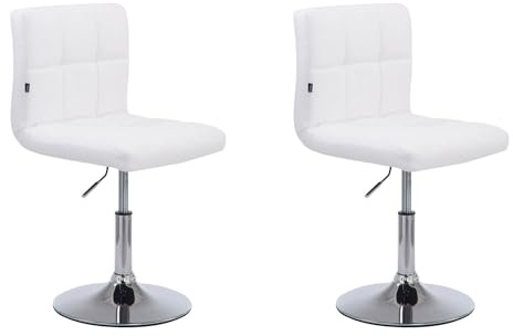 CLP Lot De 2 Chaises Lounge Palma V2 en Similicuir I Siège Rembourré Pivotant Et Réglable en Hauteur I Piètement Métal, Couleur:Blanc