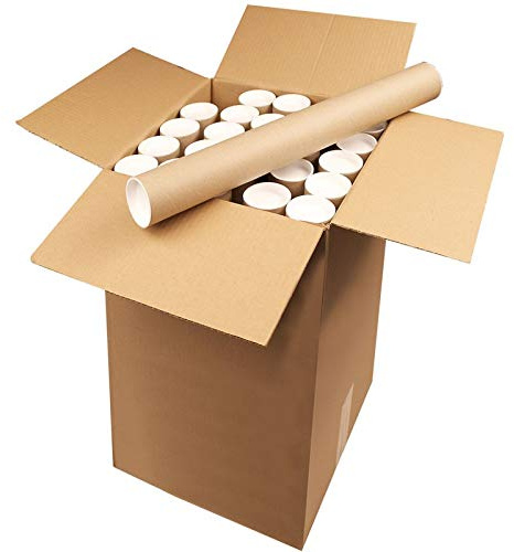 Cardboard Postal Tubes + Plastic End Caps Strong A4/A3 330MM X 50mm Diameter - (5 Tubes)