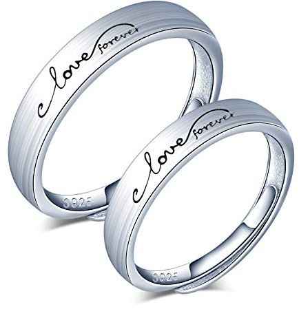 CPSLOVE 925 Sterling Silber Herren und Damen Paar klingeln, love forever Trauringe, Einstellbare Größe, Valentinstag Weihnachten Hochzeitstag Geschenk
