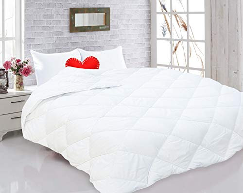 Bettdecke 135x200 cm Ganzjahresdecke Microfaser Bettdecke für Allergiker geeignet 1337g Füllung Zudecke Steppbettdecke Gesteppte Schlafdecke Super Weich Waschbar, Farbe Weiß