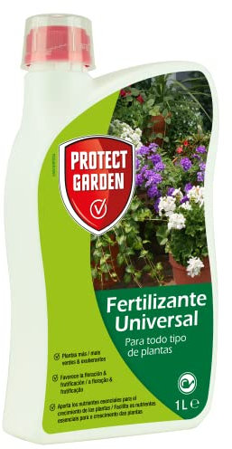 PROTECT GARDEN Fertilizante Universal Líquido para Plantas Ornamentales, frutales y hortícolas en Interior, 1 litro, Fertilizante líquido con micronutrientes, Gris