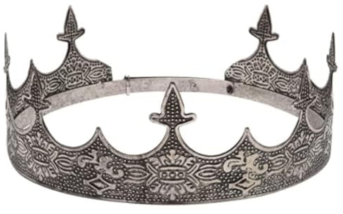 Crown Hair Jewelry Royal King Diadem Men Metal Big Tiaras For Halloween Costume (Black)