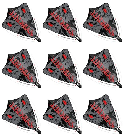 RED DRAGON Peter Wright Snakebite Hardcore Ionic Grey Snake Freestyle Dart-Flüge - 3 Sätze pro Packung (9 Dart Flights in total)