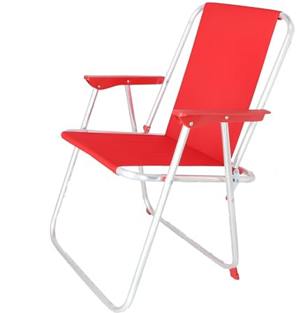 Well Home MOBILIARIO & DECORACIÓN Silla Playa metálica Plegable de Color Rojo, 44x44x74 cm