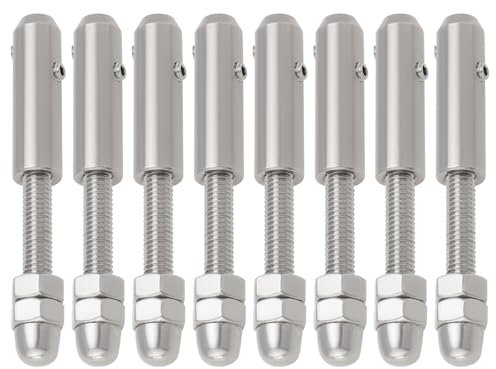 Create idea Paquete de 8 Tornillos para Terminales de Cable Tensor de Cable de 3 Mm Terminal de Cable con Pasador Roscado Adecuado para Cables de 3 Mm A 4 Mm Acero Inoxidable 304