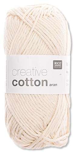 Frida's Wollhaus Rico Design 50 g Creative Cotton Aran Wolle Stricken Häkeln 63 Farben (60 | Natur)