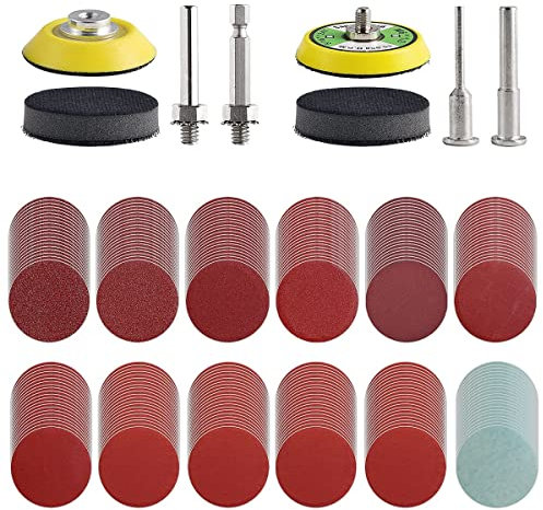 IFOKA 240pcs 2inch Sanding Disc for Drill Grinder Rotary Tools Drill Sanding Attachment with 2Pcs 1/8&1/4 Shank Backer Plate, Sanding Pads Includes 80-3000 Grit, Die Grinder Accessorie