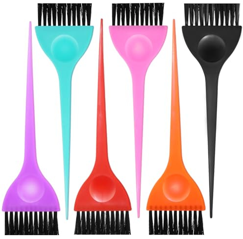 6 Pcs Hair Dye Brush, 6 Vibrant Hair Brush, Professional Color Brushes for Hair Stylist, Reusable Color Tint Applicator, Perfect for DIY Coloring, Highlights, and Root Touch-Ups
