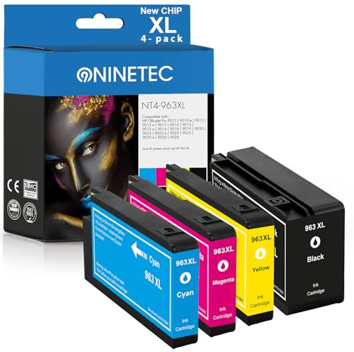 963 XL Multipack Ersatz für HP 963 Kompatibel für 963XL OfficeJet Pro 9010e 9012e 9014e 9015e 9019e 9020 9022e 9023 9025e Druckerpatronen Schwarz Cyan Magenta Gelb 4-Pack HP 963 XL