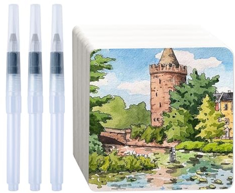 Sxutop 100 Fogli Carta Acquerello 300 g/m² Blocchi Acquerelli 12 x 12 cm Cotone Carta per Acquerelli Watercolor Paper Album Acquerello per Fai Da Te Cartoline Blocchi Appunti Biglietto d'Auguri
