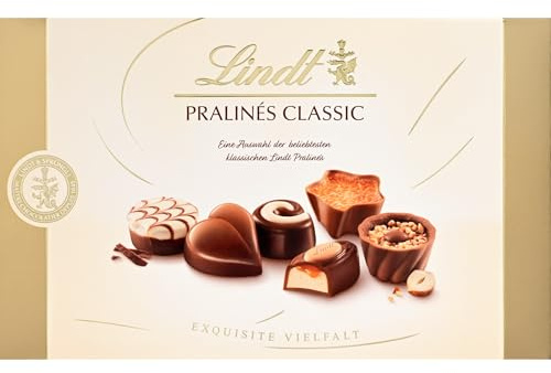 Lindt Schokolade | Pralinés Classic Schachtel | 200g | 19 Pralinen in 10 köstlichen Sorten, teilweise mit Alkohol | Pralinen-Schokoladen-Geschenk