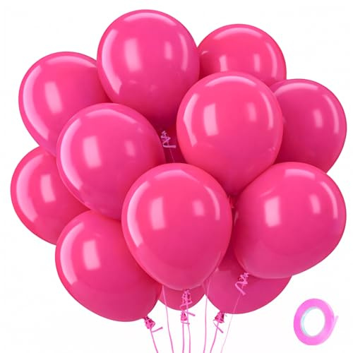 QIFU 100 Pezzi Palloncini Compleanno Elio Palloncini Modellabili Rosa rossa, Addobbi Compleanno Allestimento Gender Reveal Party Baby Shower Decorazioni Laurea Battesimo Bimba, 12 Pollici