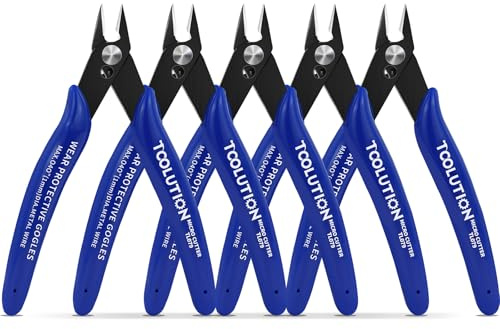 TOOLUTION Liten Trådavskärare, 5-pack Plan Skärande Tång Mikro Avbitartång - Diagonalavskärare för Skärning av Buntband Pyssel - Mini Nippers för Plastmodell Smyckestillverkning 3D-utskrift