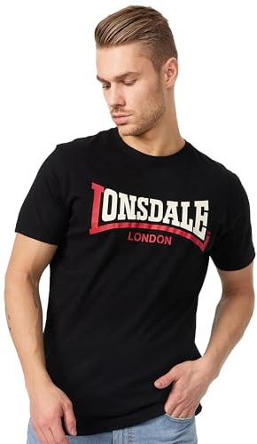 Lonsdale London Two Tone Hombre Camiseta Negro M 100% algodón Regular