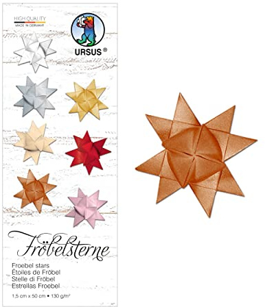 Ursus 3210077 Paper Strips for Froebel Stars, Copper Matt, Made of Coloured Drawing Paper 130 g/m², Approx. 1.5 x 50 cm, 80 Strips for Approx. 20 Stars, Craft Classics for Christmas Time