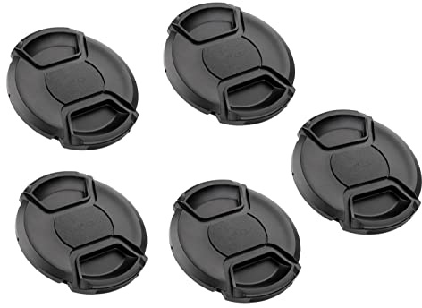 (5 Pcs Bundle) 49MM Front Lens Filter Snap On Pinch Cap, 49mm Lens Cap, 49 mm Protector Cover for DSLR SLR Camera Lense