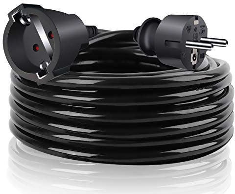 ExtraStar Verlängerungskabel 5m mit Kinderschutz Stecker, 3G1,5 mm2 Kunststoffleitung IP20 für innen,16A/250V, 3680W, Schwarz