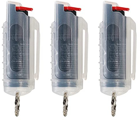 Police Magnum Keychain Pepper Spray Self Defense Belt Clip Holder- Tactical Safety Key Chains for Women & Men- Made in The USA- 3 Pack Clear INJ