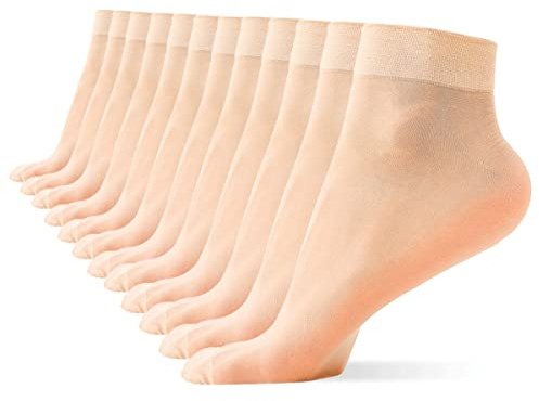 WAJIAFAR 12-pack nylonstrumpor för kvinnor, skira nylonstrumpor, silkeslena strumpor som andas