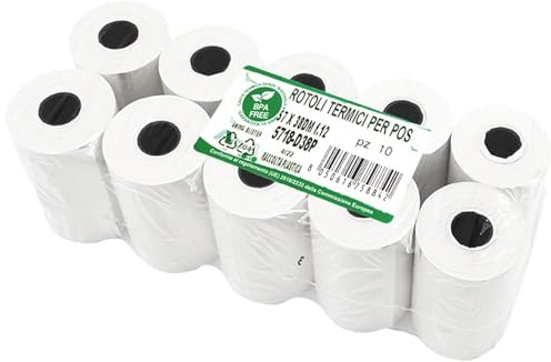 10 rullar Pos 57 mm x 18 m x 12 mm - Pos-rullar av termiskt papper - kassaregister - kvitton bankomatrullar för terminal och elektronisk betalning