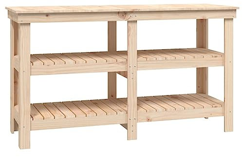 vidaXL Werkbank, Tisch für Werkstatt Garage, Arbeitstisch mit viel Stauraum, Werkstatttisch Werktisch Holztisch, Massivholz Kiefer