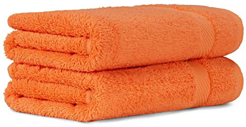 Luckytowel Handtücher Set 50x100 cm 100% Baumwolle, Handtuch-Set 2er Pack Orange