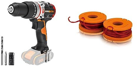 WORX NITRO WX354.9 Akku-Schlagbohrhammer 20V - bürstenloser Motor & WA0004.1 Rasentrimmer Faden für alle 20V WORX Rasentrimmer
