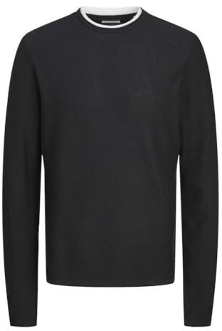Jack & Jones Jjtwinn Knit Crew Neck Maglione da Uomo, Nero, S