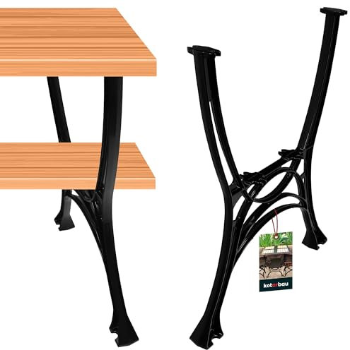 KOTARBAU® Tischbeine 69 x 56 cm Tischgestell Aluminium Garten Tischbein Tischfüße Tischbeine Metall Schwarz Tischfuß Tischkufen Möbelfüsse Füße Tisch Parktisch Esstisch Füße Tisch Beine Tisch Füße