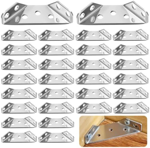 30 Stück Dreiecksstütze Aus Edelstahl, Winkel Klammern Dreieck Form Ecke Klammer Universal Edelstahl Eckverbinder Möbelverbinder edelstahl Winkel Eckverbinder Zur Verstärkung und Reparatur von Möbeln