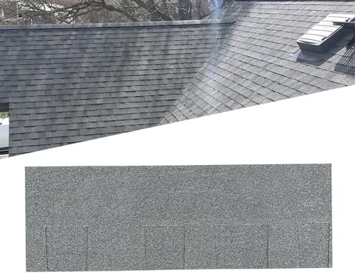 INMOZATA 14pcs/2.03sqm Asphalt Roof Shingles, Thickness 5.2mm Self-Adhesive Roofing Felt Tiles for Roof Sheds, Weather Resistant Waterproof Roofing Tiles(Grey, Three-Dimensional Square)