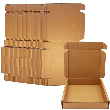 ​​​5x4x1 inch Small Shipping Boxes 50 Pack, Brown Kraft Corrugated Cardboard Mailer Boxes Bulk for Packaging Business Mailing Gift，Mini Mailer Boxes for Packaging Supplies
