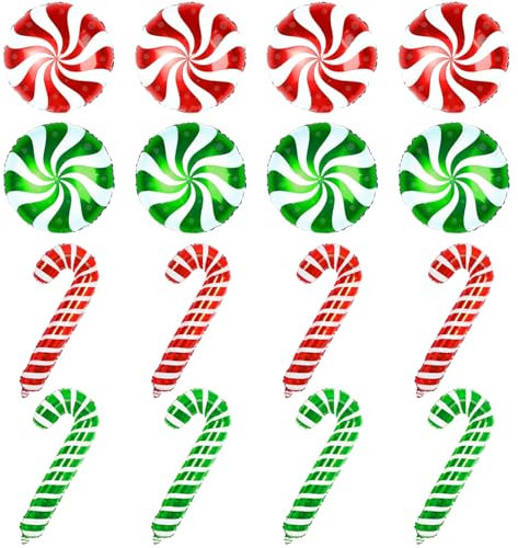 16 Palloncini in foil Candy Cane Palloncini natalizi in mylar Palloncini Babbo Natale Canne da passeggio Candy Balloon per Compleanno Natale Matrimonio Capodanno Party
