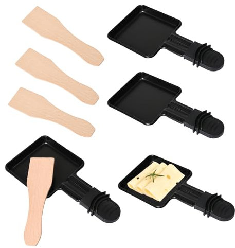 Pumwoy Lot de 4 poêlons à raclette, design pour raclette, poêlons de barbecue antiadhésifs, carrés, mini poêlons à raclette pour le barbecue électrique universel