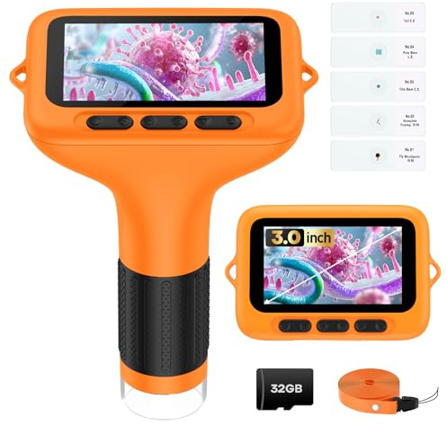 Microscopio digitale con schermo da 3 pollici per bambini: 1000X ricaricabile Mini Pocket Mini portatile Miniscopio Lente d'ingrandimento 4K Monete Gioielli Loupe Edu Scienza STEM Giocattolo Regalo di