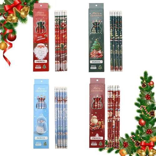 Julpennor, 24 Stycken Blyertspennor Barn, Julpennor Med Gummiladdare, Jul HB Penno, Blyertspennor Med Suddgummi, Jul, Trä, Jul, Hb Blyertspennor, Jul, Blyertspennor För Barn, Fest, Gästpresent