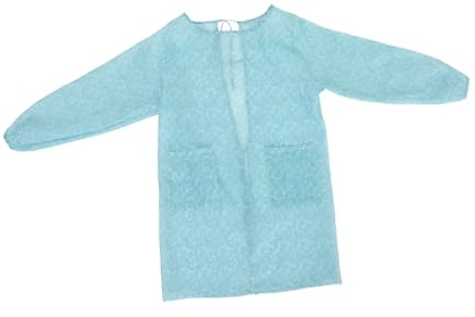 FONDOTIN Long Sleeve Polyester Apron for Adults Easy to Wear Protective Overclothes for Cooking Baking Home and Restaurant Use Blue