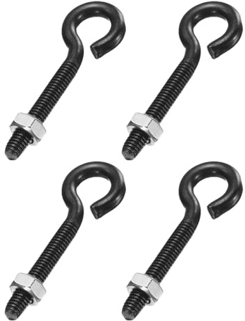 QUARKZMAN 4 Piezas Pernos De Ojo M6 X 45mm 304 Acero Inoxidable Pernos De Ojo Rosca Negra Con Tuerca Para Colgar O Asegurar Cables