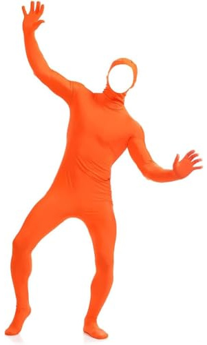 Costume de Carnaval, Deguisement Seconde Peau Orange Noir, Combinaison Intégrale pour Homme et Femme, Costume de Photographie complète du Corps Accessoire Halloween Carnaval Cosplay de Fete XS-XXL