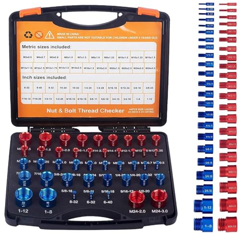 Juego de 44 calibradores de roscas para tornillos y tuercas, métrico e imperial, aleación de aluminio, juego de comprobación de roscas para taller, reparación de coches, medición precisa