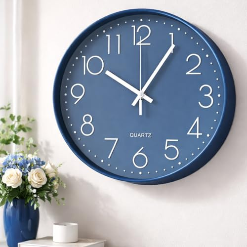 Regalami Orologio da Parete 30 cm azzurro con Numeri a Rilievo e Lancette in Tinta – Movimento Silenzioso, Resistente e Moderno – Ideale per Casa, Ufficio e Bomboniera Elegante (cm 30 azzurro)