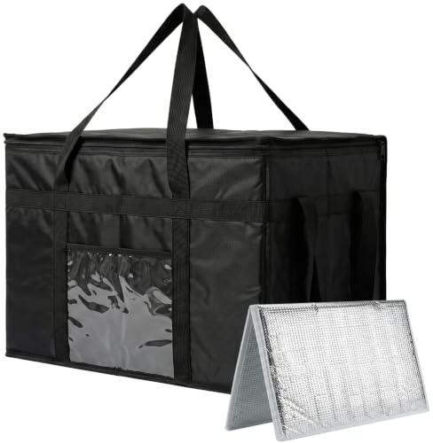 suzmei 70L Insulated Thermal Bag for Food Delivery – Extra Large Cooler Bag, Heavy Duty Foldable Cool Bag for Grocery Shopping, Picnic & Commercial Use