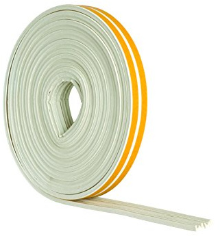STORMGUARD White 05SR033010MW 10m EPDM 'E' Profile Self-Adeshive Rubber Draught Excluder, L-10 Metres W-9mm H-3mm